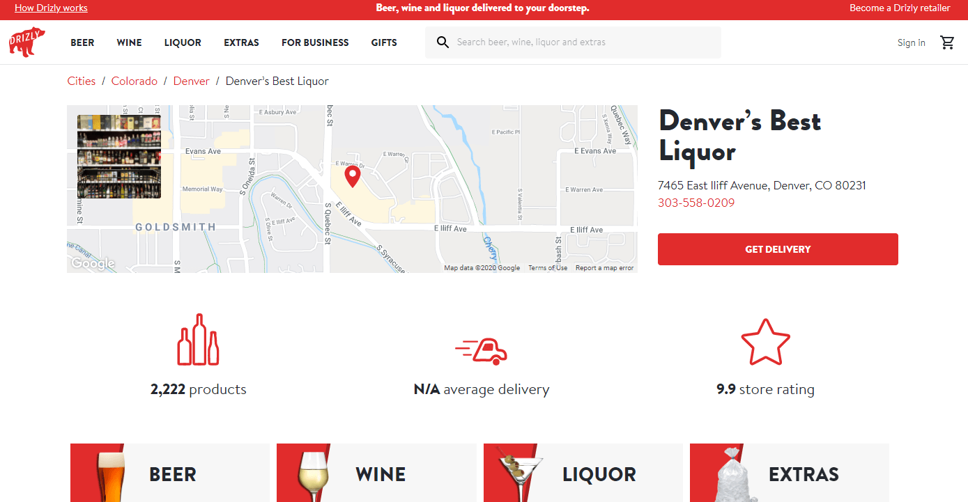 Drizly's Homepage