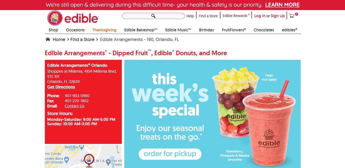 Edible Arrangements' Homepage